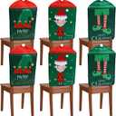 6 Pcs Christmas Back Chair Cover Elf Hat Leg and Cute Elf Felt Chair Back Covers for Xmas Banquet Home Kitchen Dining Room Decor Christmas Dining Chair Slipcovers (Fresh)