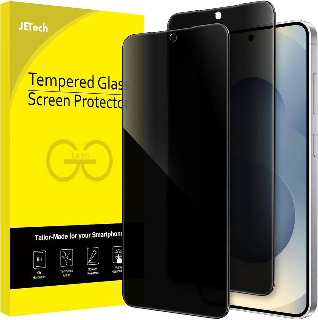 JETech Privacy Screen Protector for Samsung Galaxy S25 5G, Anti-Spy Tempered Glass Film, Fingerprint ID Compatible, 2-Pack