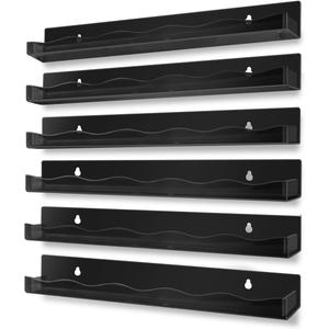 BTremary 15" Nail Polish Rack Wall Mounted Shelf Acrylic Paints Gel Polish Organizer and Storage with End Caps for Nail Techs, Art Lovers, Great Display Salons, Floating Shelves for Wall, Black