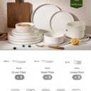 Famiware Nebula 24-Piece Dinnerware Set, Matte Beige White | Stoneware Plates and Bowls, Handmade Reactive Glaze, Microwave & Dishwasher Safe, Chip & Scratch Resistant