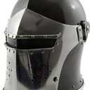 Viking Visored Barbuta Battle Knight Helmet Black Medieval Helm Armor SCA LARP Replica Costume Rustic Vintage Home Decor Gifts