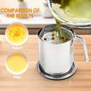 Chihee Grease Container Stainless Steel Bacon Grease Saver with Fine Mesh Strainer 2L / 67.6 fl oz Cooking Oil Keeper Stoarge Can with Dust-proof Lid Non-slip Tray for Kitchen Frying