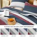 Litanika Quilt Queen Size Blue and Red, Stripe Patchwork Summer Bedspread Coverlet 3 Pieces, Soft Lightweight Polyester Quilted Bedding Set for All Season(1 Quilt, 2 Pillowcases)