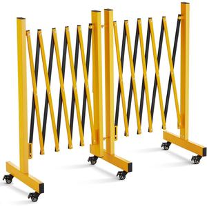Expandable Barricade Gate 11FT, Metal Folding Security Barrier with 6 Brake Wheels & 270 Adjustment, Versatile Portable Mobile Gate for Construction, Events, Traffic Control (Yellow & Black)