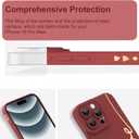 MOWIME for iPhone 16 Pro Max Case Cute Back Plating Love Letter with Screen Protector Soft TPU Shockproof Anti-Fall Lens Cameras Cover Protection Phone Case for Women Girls Men-Red