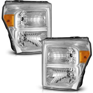 WEELMOTO Headlights Assembly for 11-16 Ford F250 F350 F450 F550 Super Duty | Compatible with 2011-2016 F250 F350 F450 F550 Headlamp Replacement Headlight Chrome Housing Amber Reflector