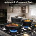 Astercook 21 Pcs Pots and Pans Set Non Stick, Ceramic Cookware Set Detachable Handle, RV Kitchen Cooking Set Removable Handles, Oven Safe, Induction Ready, Stackable, Black, Mothers Day Gifts