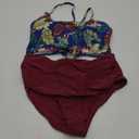 ZAFUL Women's Ruched High Waisted Tankini Swimsuit Criss Cross Bikini Set Tummy Control Bathing Suit (X-Large, Plum Pie)