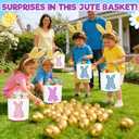 TURNMEON 3 PCS Easter Bunny Basket, Kids Easter Egg Hunts Bucket Tote Decorations Personalized Easter Baskets with Handle Candy Gifts Storage for Boys and Girls