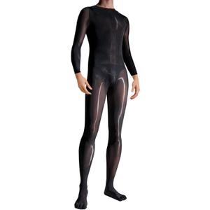 HTRUIYA Men's Bodystocking Shiny Pantyhose Full Body Stocking for Men Body Stockings Sexy (Black)