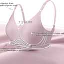 LetsJoli Push Up Seamless Bras for Women No Underwire Support and Lift V Neck Wireless Full Coverage Bralettes Everyday Bras (Pink, S)