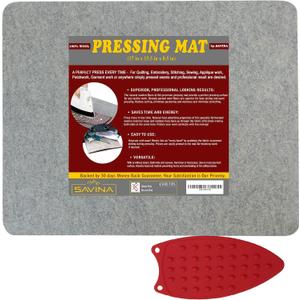 Wool Pressing Mat - 17" x 13.5" Quilting Ironing Pad - 100% New Zealand Felted Wool Iron Board for Quilters, Great for Quilting & Sewing Projects by Savina