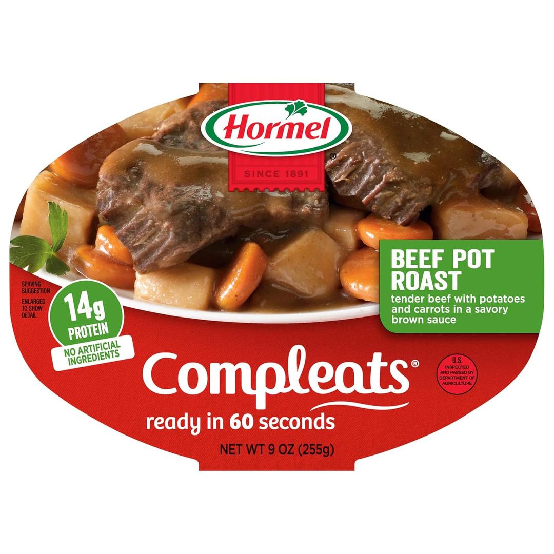 HORMEL COMPLEATS Beef Pot Roast Microwave Tray, 9 Ounce (Pack of 6), Best By 06, 2026