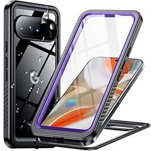 Temdan for Google Pixel 9 Pro Case Waterproof, Built-in Lens & Screen Protector[Full Body Shockproof][Military Dropproof][Dustproof][IP68 Underwater]Protective Cover for Pixel 9 Pro 6.3”-Purple/ Clear