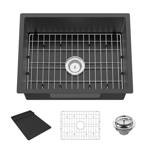 24x18In Black Stainless Steel Kitchen Sink, Undermount, Single Bowl
Stylish and Functional Kitchen Sink Set,Include SS Grid,Silicone Mat And Drain Assembly,For Various Modern Kitchen And Bar