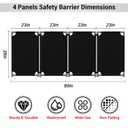 4 Panels Safety Barricade,7.8FT Removable Foldable Security Gates Barrier with Heavy Duty PVC Frame, Black Color Easier to Identify, Crowd Control Restricted Area Pedestrian Barricade Traffic Fence