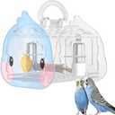 Hamiledyi Small Bird Carrier Travel Cage Transparent Parakeet Carrier Backpack with Standing Perch Portable Outdoor Cage for Lovebird Parrot Swallow Goldfinches (Bule)