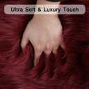 duduta Burgundy Faux Sheepskin Runner Rug 2x6 ft, Fluffy Shag Bedroom Dorm Rug Decor Fur Seat Couch Covers Washable