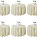 VidaFete Tablecloth 6 Pack 120inch Round Table Cloth Polyester, Stain Wrinkle Resistant Polyester Dining Table Cover for Kitchen Dinning Party Wedding Round Tabletop Buffet Decoration(Ivory)