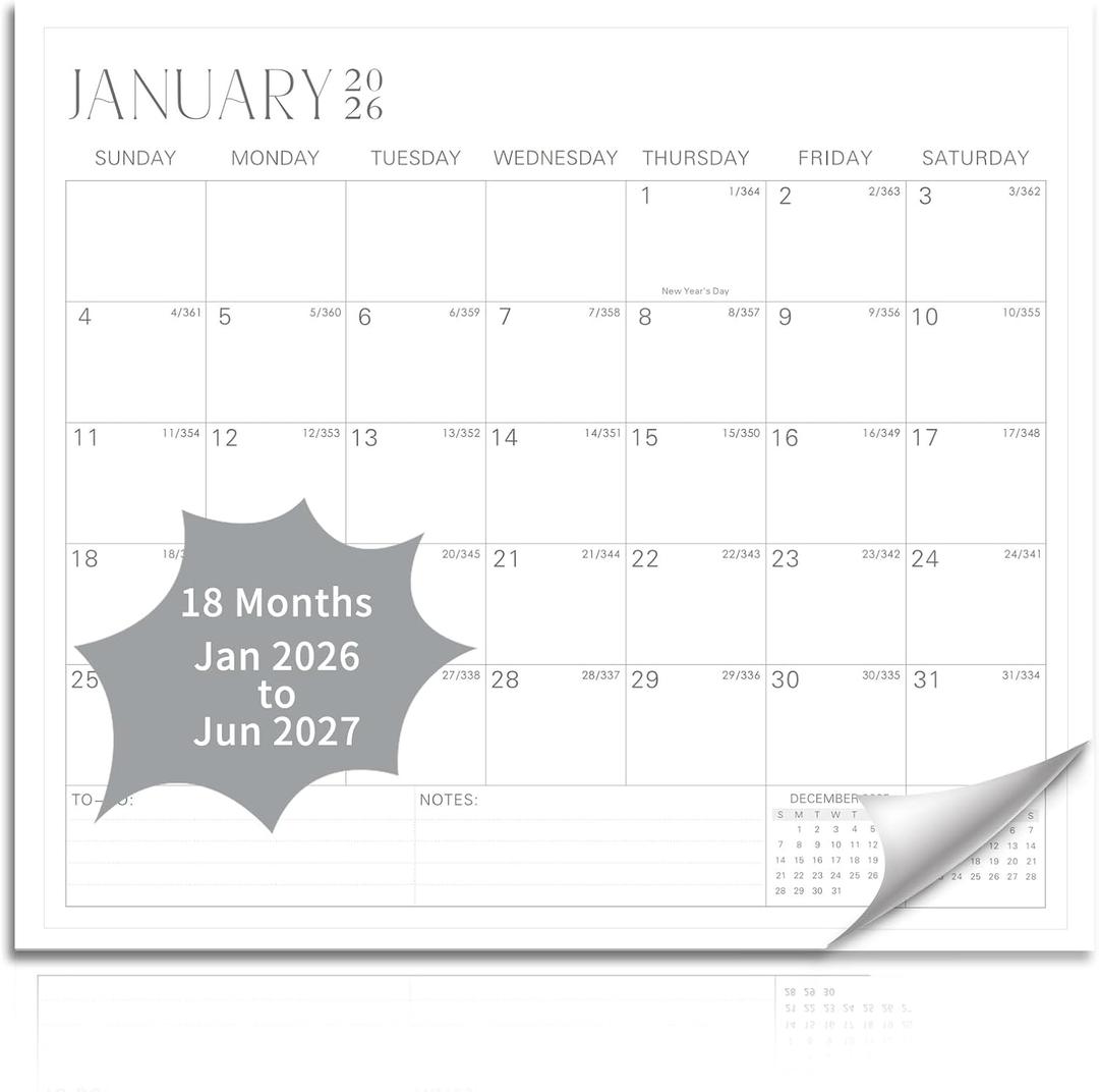 2 x 2026-2027 Magnetic Fridge Calendar 18 Monthly Magnetic Calendar for Refrigerator Planner Runs from October 2026 Until June 2027 Easy Organizing Markers Tearable (Simplicity)