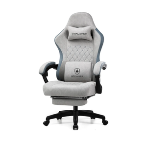 GTPLAYER Gaming Chair, Computer Office Chair with Pocket Spring Cushion, Linkage Armrests and Footrest, High Back Ergonomic Computer Chair with Lumbar Support Task Chair with Footrest (Frostedgray)