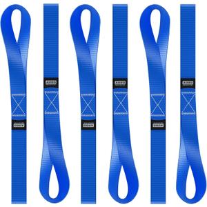Soft Loop Tie Down Straps - 1,500 Load Capacity & 4,500 Lbs Breaking Strength - 6 Pack - Loops for Securing ATV, UTV, Motorcycles, Scooters, Dirt Bikes, Lawn & Garden Equipment - by AUGO (Blue)