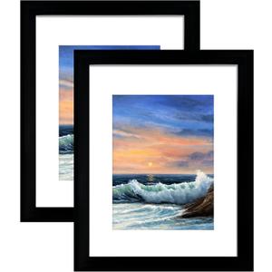LUCKYLIFE 16x20 Frames, Picture Frames for Wall, Display Pictures 11x14 with Mat or 16x20 without Mat, Set of 2, Black