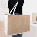 TopTie 6 PCS Jute Tote Bags Reusable Burlap Grocery Shopping Bags Bridesmaid Bag for Wedding