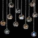 GlikCeil 3.15'' Hanging Glass Tea Light Candle Holder Globe and Clear K9 Crystal Garland Strands, Hanging Glass Terrarium Containers for Christmas Tree Wedding Party Tree Decoration