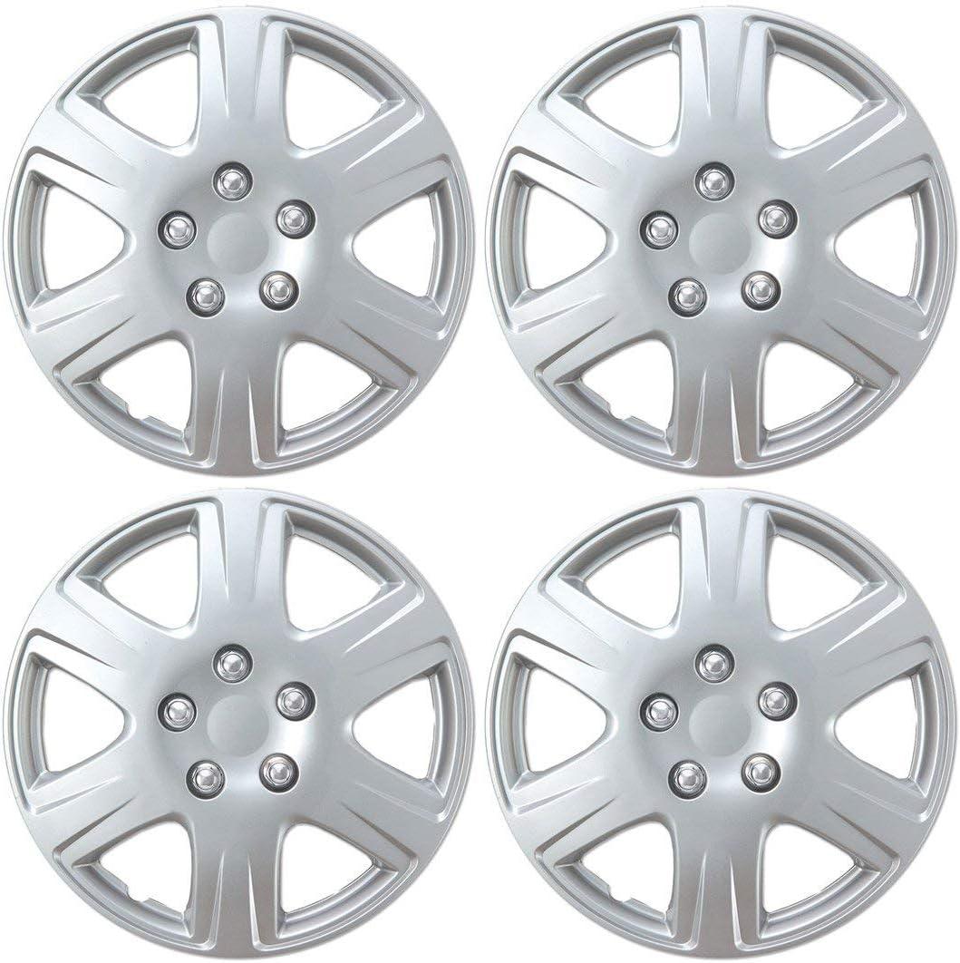BDK HK993 Silver 15" Hubcaps Wheel Covers for Toyota Corolla (15 inch)  Four (4) Pieces Corrosion-Free & Sturdy  Full Heat & Impact Resistant Grade  OEM Replacement, 4 Pack