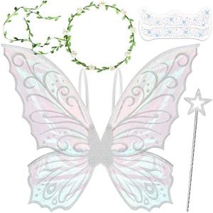 U-Zomir Fairy Wings Costume for Women and Girls, Sparkle Butterfly Angel Wings Halloween Costume Dress up Cosplay Party Favor
