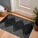 Rugshop Bohemian Stripe Stain Resistant High Traffic Living Room Kitchen Bedroom Dining Home Office Area Rug 2' x 3' Black