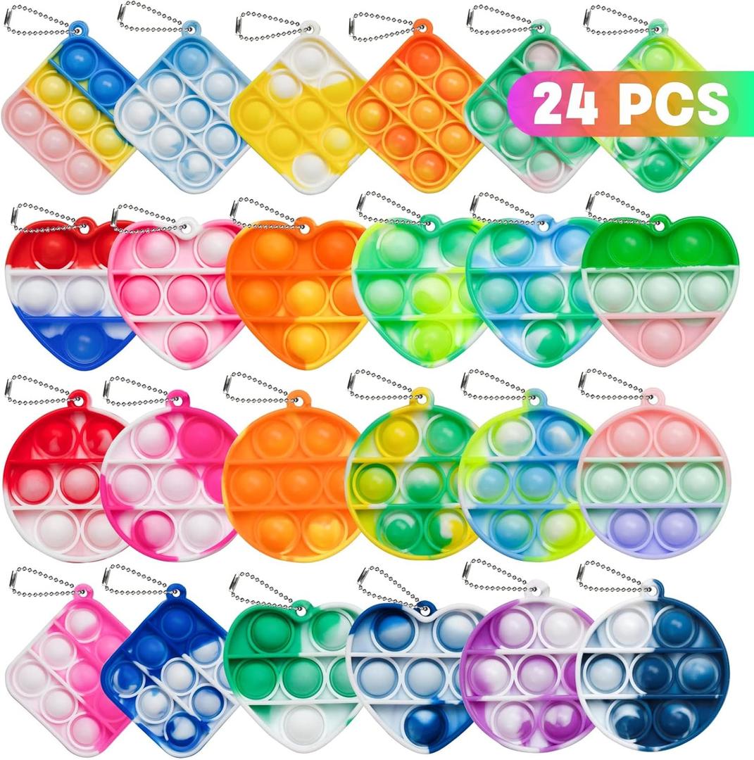 Pop Fidget Toys Bulk Its 24 Pack Easter Egg Fillers Basket Stuffers for Kids Party Favors Mini Pop Keychain It Small Fidgets for Classroom Prizes Student Gifts Carnival Birthday Goodie Bag Stuffers