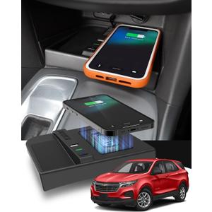 CarQiWireless Wireless Charger for Chevy Equinox Accessories 2018 2019 2020 2021 2022 2023 2024, Wireless Charging Center Console Organizer for Chevy Chevrolet Equinox L/LS/LT/Premier Accessories