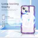 SKYLMW Compatible with iPhone 14 Plus Case, Kawaii Cute Curly Wave Frame Luxury Plating Edge, Stylish Glossy Clear Back, Soft TPU Shockproof Protective Cases for iPhone 14 Plus, Purple