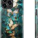 Goodon for iPhone 15 Pro Max Case Cute,Aesthetic Vintage Girly Mosaic Butterfly Shell,Compatible with Magsafe,Trendy Unique Cool Coquette Floral Protective Slim Silicone Phone Cover for Women Girls