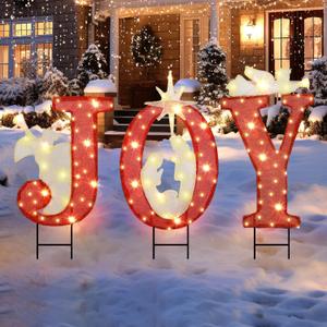 30.89 Inch Nativity Outdoor Christmas Decorations, 3 PCS Nativity Sets with Gold Star for Home Lawn
