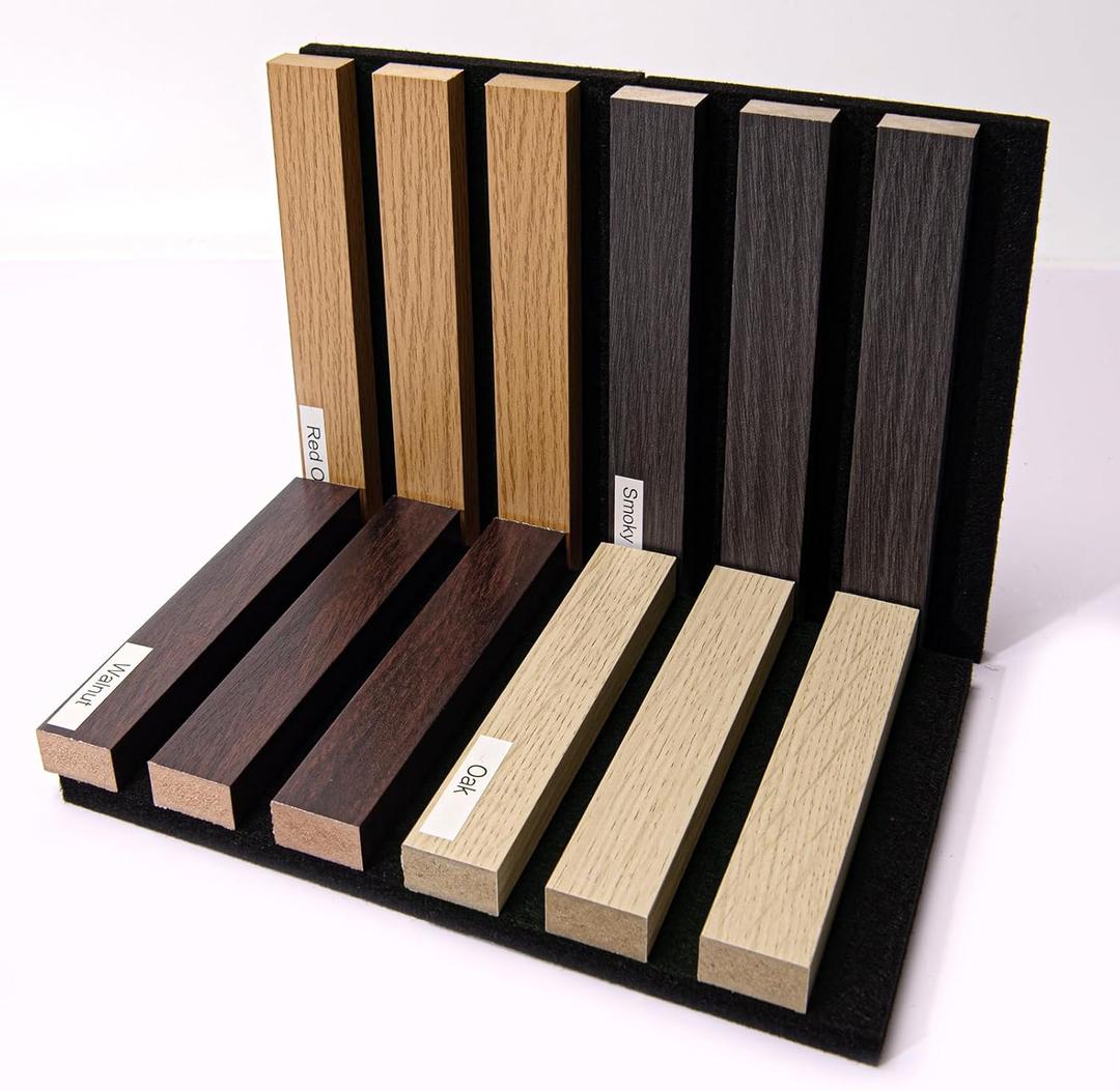 Wood Slat Wall Panel, 4 Pack Wood Panels for Wall, 3D Soundproof Wall Panels, Large Acoustic Panels for Interior Ceiling and Wall Decor Noise Reduction, Sample