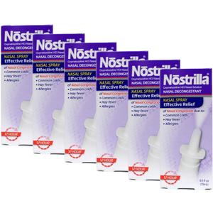 Nostrilla Nasal Decongestant Spray, Stuffy Nose Relief, 0.5 oz (6 Pack)