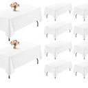 White Rectangle Tablecloth Wrinkle Resistant Washable Polyester Table Cover for Wedding Dining Table Buffet Parties and Camping, 10 Pack