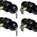 BESTTEN 4 Pack Door Knob with Lock and Key, Keyed Different Entry Door Knob, for Entrance and Front Door, Matte Black
