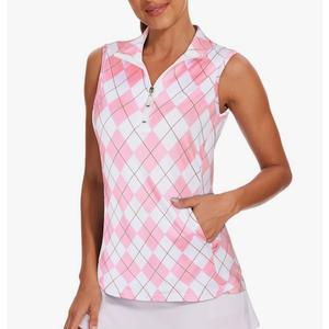 Tanst Sky Women's Sleeveless Golf Shirt Quick Dry Zip Up Workout Tennis Tops with Pockets, S