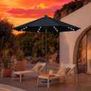 EliteShade USA 10-Year-Non-Fading 10ft Market Patio Umbrella, Commercial Grade Table Sun Umbrella with 80 Solar LED Lights, Crank Open, Windproof & UPF 50+ UV Protection for Garden, Deck, Pool, Backyard, Black