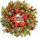 22 Inch Fall Wreaths for Front Door, Autumn Rustic Harvest Apple Wreath