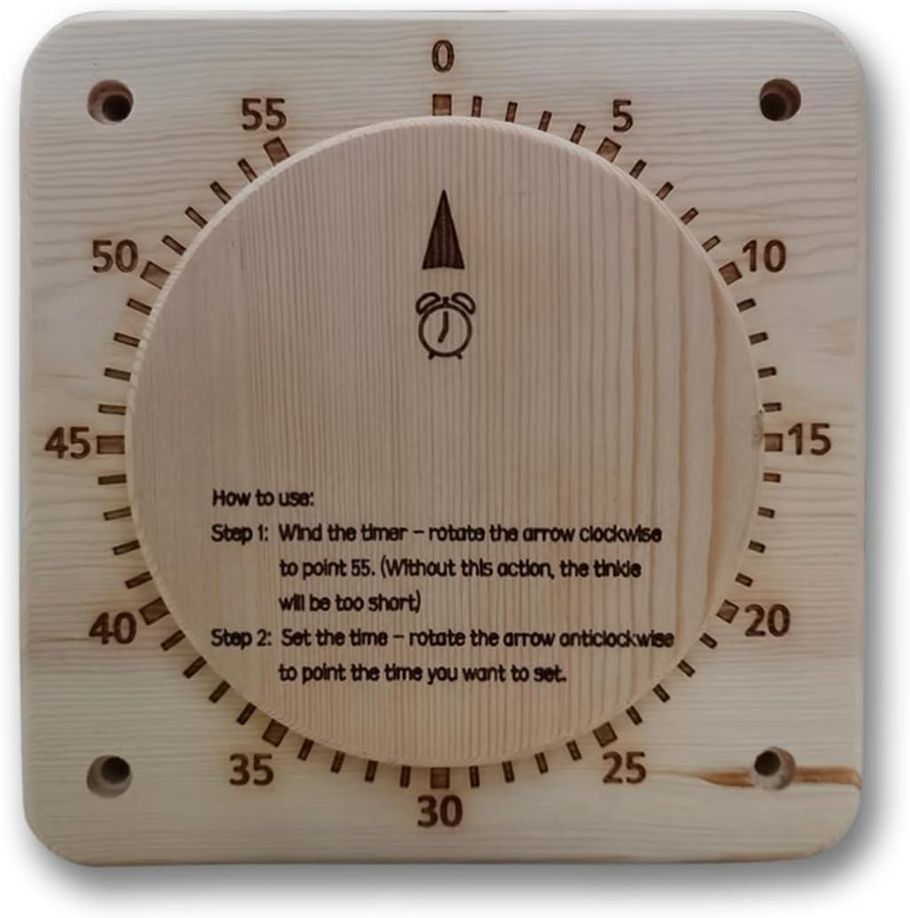 Battery-Free 55 Minutes Sauna Timer - Mechanical Core Self-Driven Timer - Accessory for Sauna & SPA Rooms