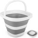 Collapsible Bucket 5L, Foldable Mop Bucket Car Wash Buckets with Handle for Cleaning Supplies, Portable Sink Wash Basin Storage Bin Ice Tub for Fishing Beach Outdoor Camping Kitchen RV Accessories (Gray)