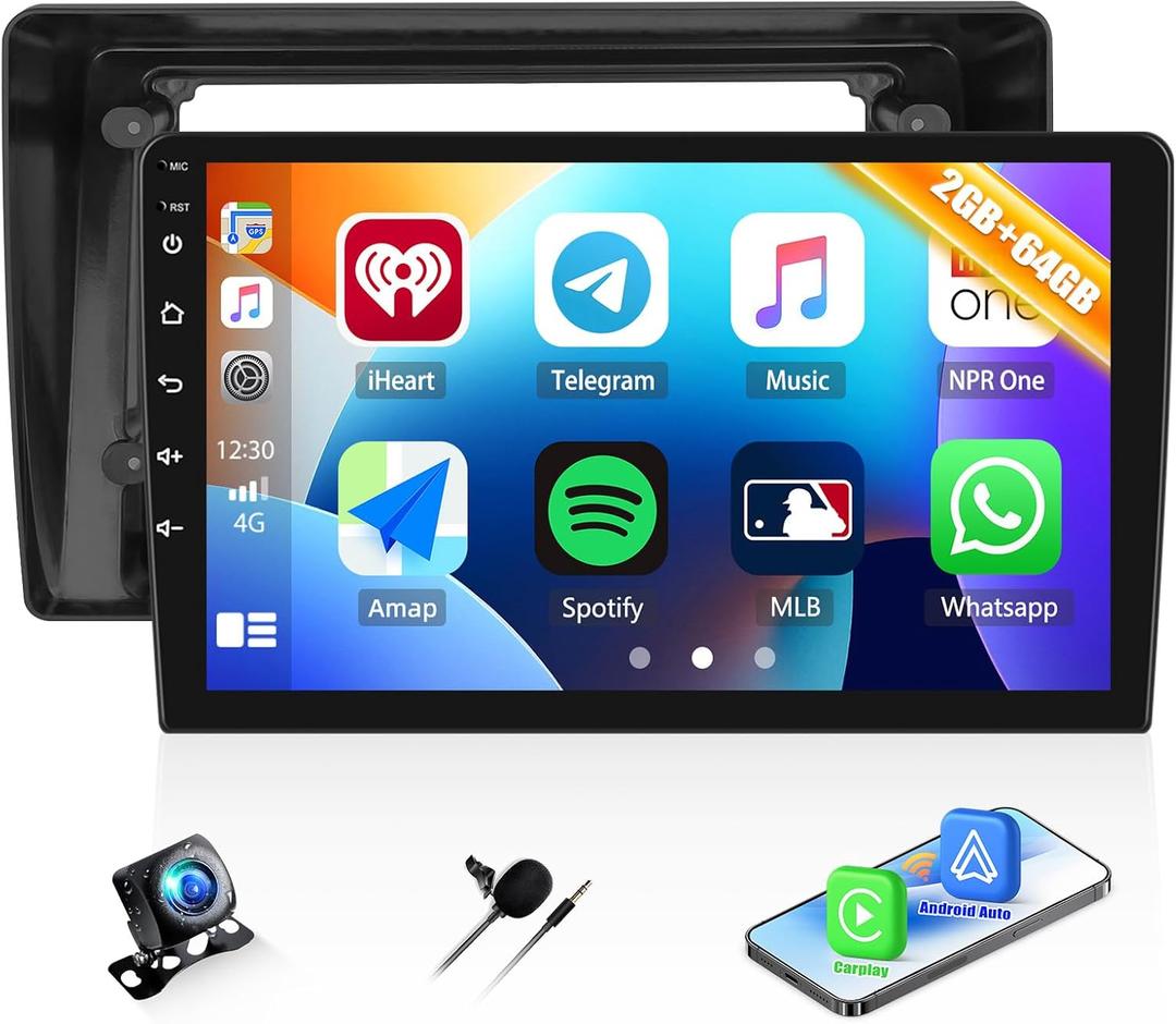 2G+64G Car Radio for Ford Explorer 2006-2010 / Mustang 2005-2009, Android 13 Car Stereo with Wireless CarPlay Android Auto 10.1" Touch Screen Radio with GPS WiFi Bluetooth FM Radio HD Backup Camera