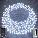 Ccinny 49FT 150 LED Christmas Lights Outdoor Waterproof, Timer & Memory Function, 8 Modes Cool White String Lights Plug in Twinkle Lights for Xmas Tree Holiday Garden Indoor Party Decor