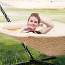SUNCREAT Two Person Hammock with 12ft Stand Included, Max 475lbs Capacity, Heavy Duty Free Standing Hammock, Beige