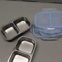 4 Pack Stainless Steel Snack Containers, 2 Compartment Reusable Metal Snack Boxes Containers with Leak-Proof Lids, Compact Lunch Box Food Storage Container